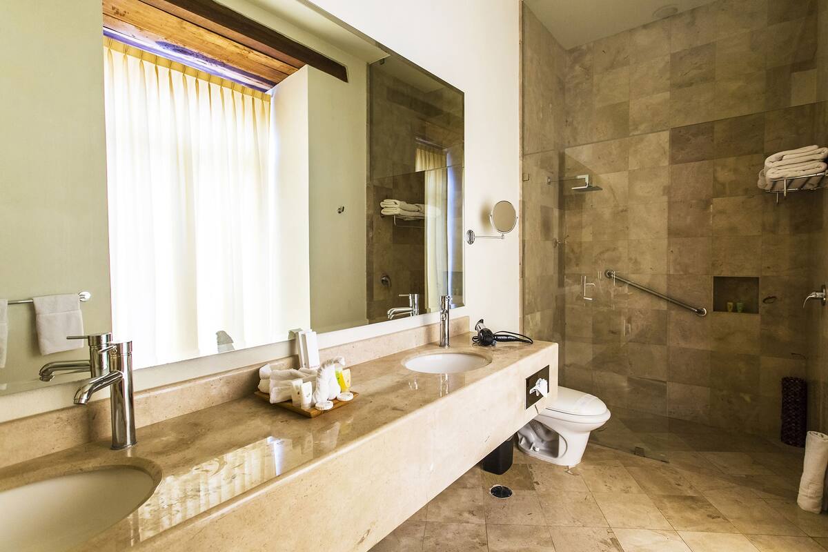 suite | bathroom | shower, rainfall showerhead, free toiletries, hair dryer