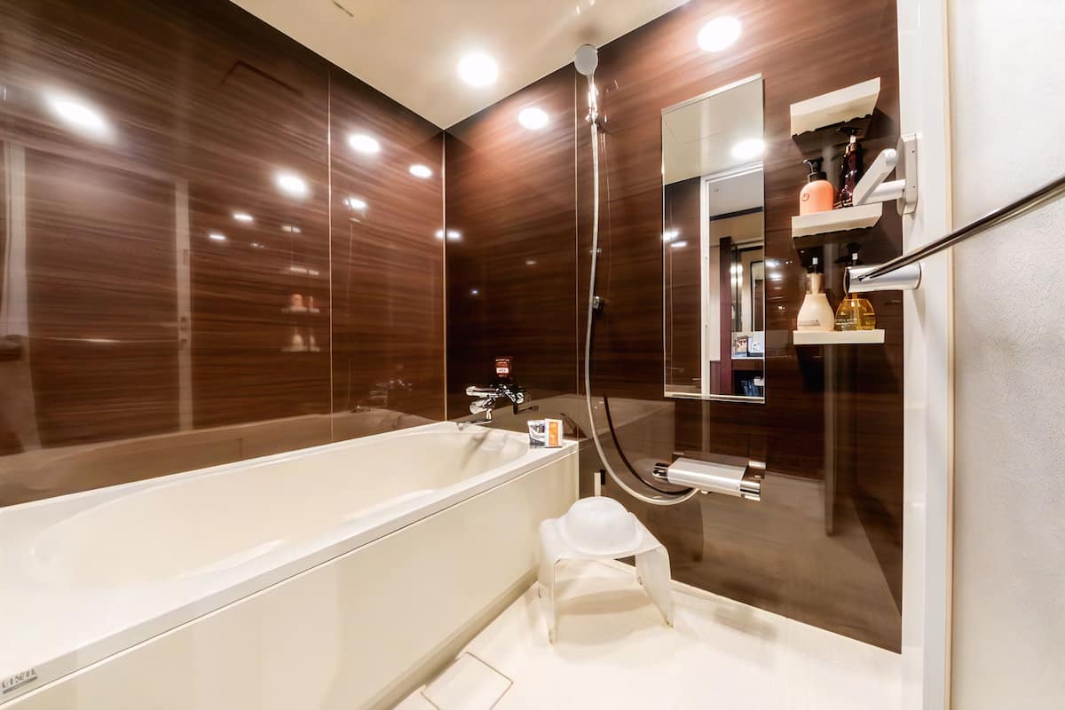 free toiletries, hair dryer, slippers, bidet