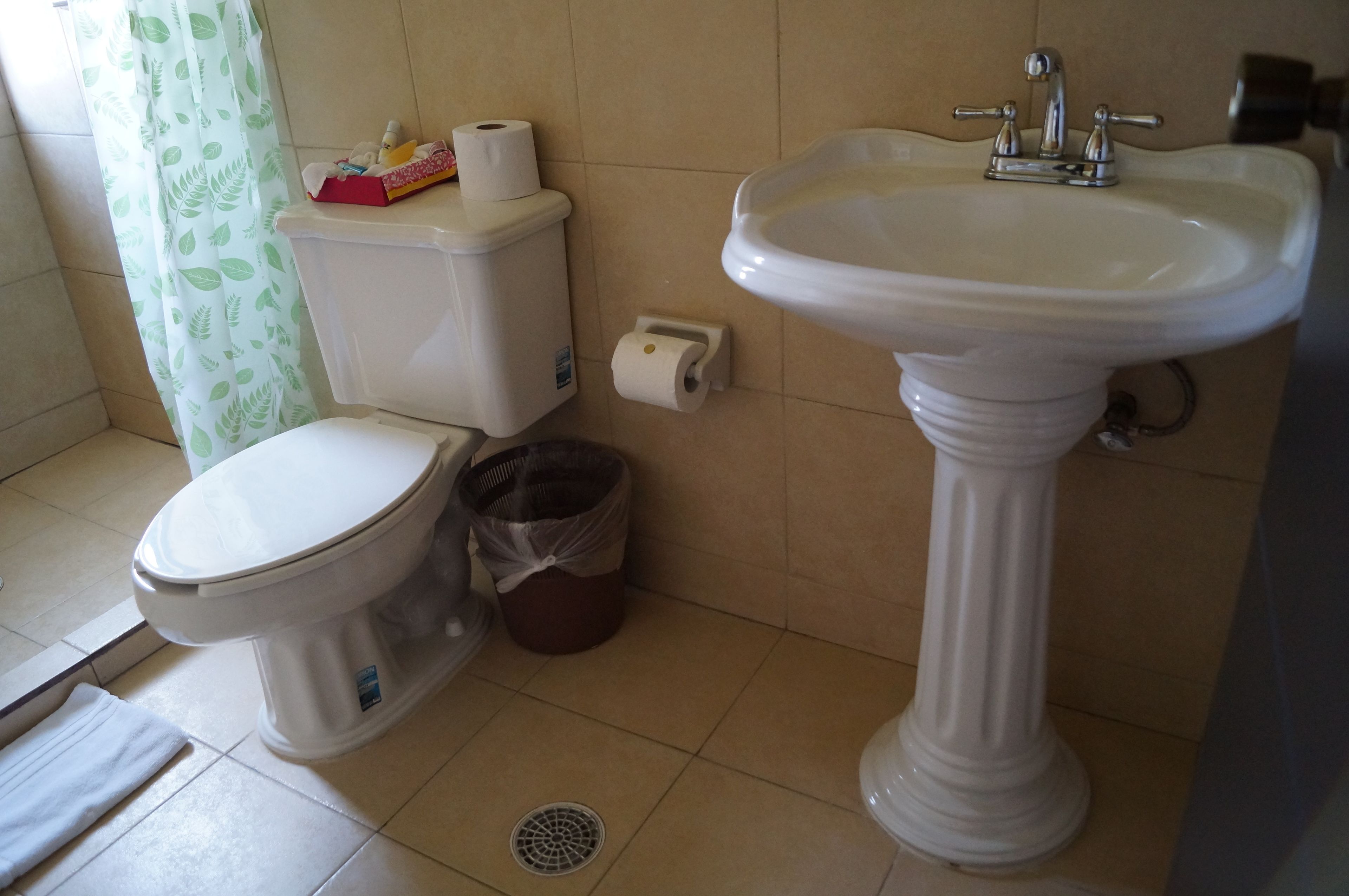 standard room | bathroom | shower, free toiletries, hair dryer, towels