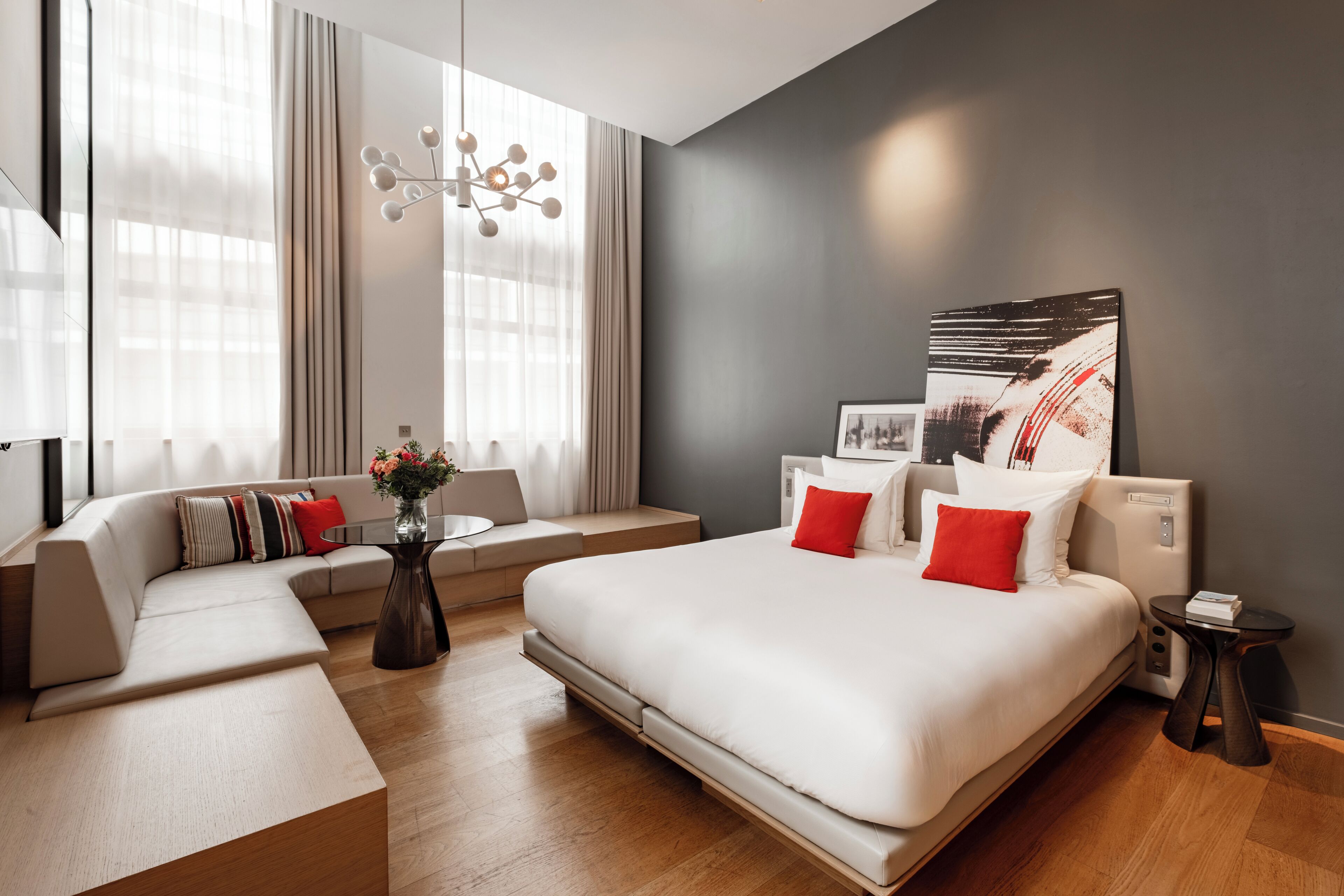 Hypo-allergenic bedding, down comforters, in-room safe, blackout drapes