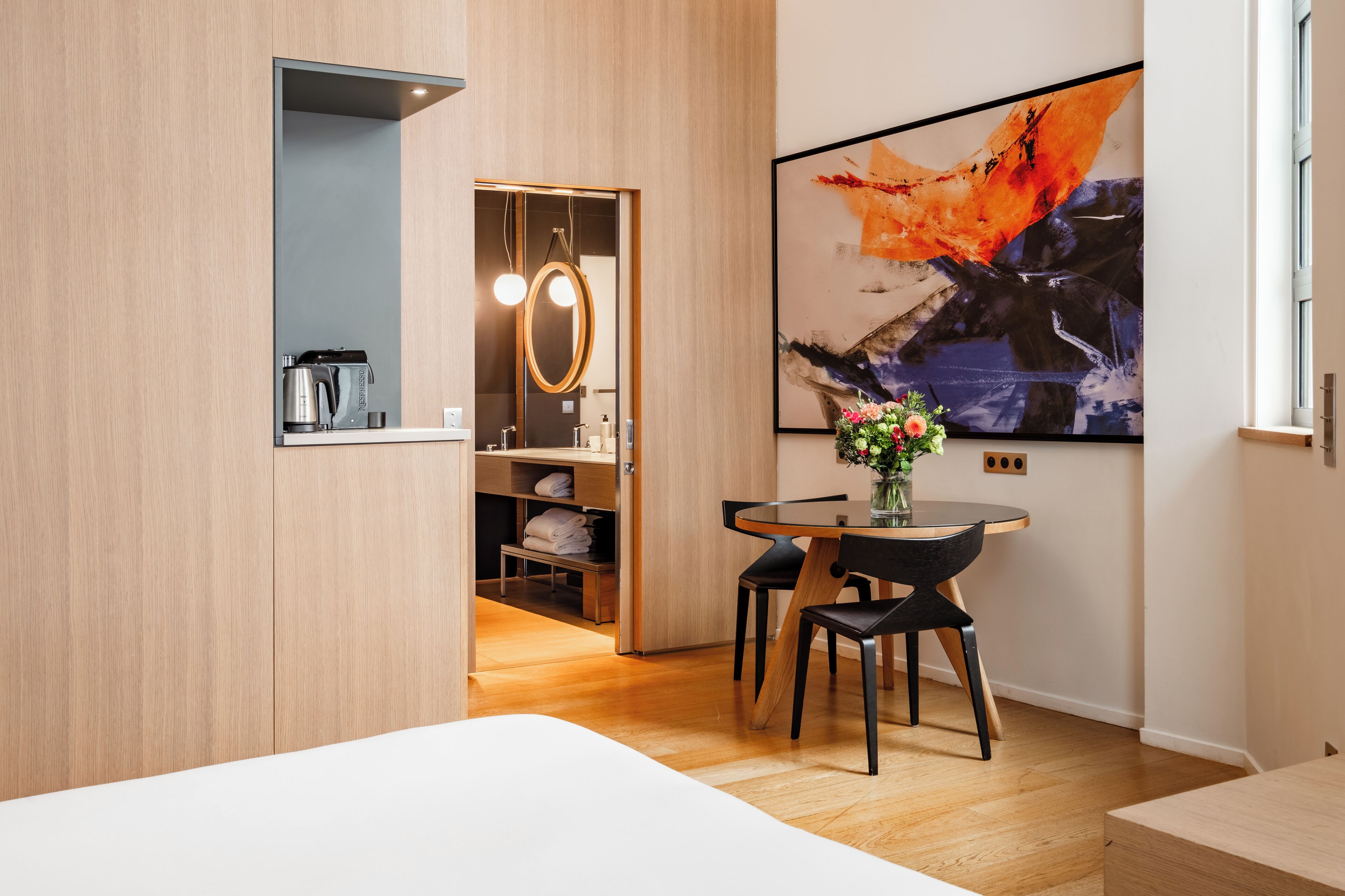 Hypo-allergenic bedding, down comforters, in-room safe, blackout drapes