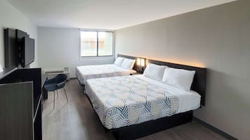 Modern, Room, 2 Queen Beds, Non Smoking | Pillowtop beds, desk, free WiFi, bed sheets