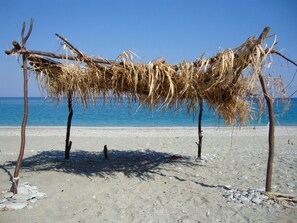 Beach nearby, sun-loungers, beach umbrellas, snorkelling