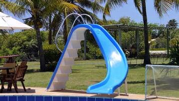 Outdoor pool, pool umbrellas, pool loungers