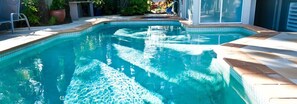 Outdoor pool, pool loungers