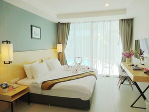 Double Room, Pool Access | Living area | 32-inch LCD TV with satellite channels, TV - Good Day Phuket (Wichit)