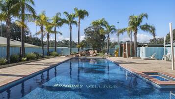 Outdoor pool, sun loungers