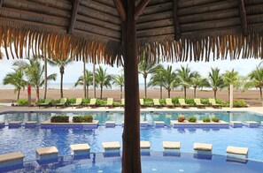 Outdoor pool, sun loungers