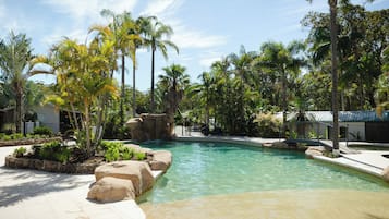 Outdoor pool, pool loungers