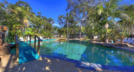 Outdoor pool, sun loungers