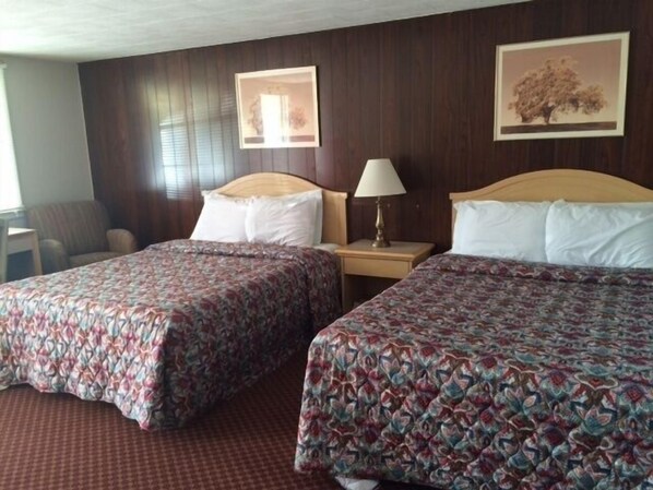 Standard Room, 2 Queen Beds, Non Smoking | Desk, iron/ironing board, free WiFi, bed sheets