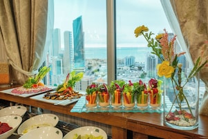 Breakfast served, ocean views