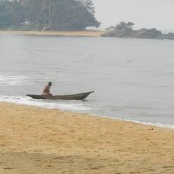 On the beach, beach umbrellas
