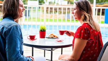 Outdoor pool, pool loungers