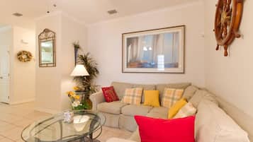 Luxury Condo, 2 Bedrooms, 2 Bathrooms | Living room | 51-inch flat-screen TV with cable channels, TV, video game console