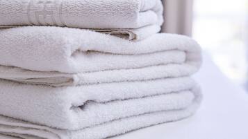 A stack of white towels.