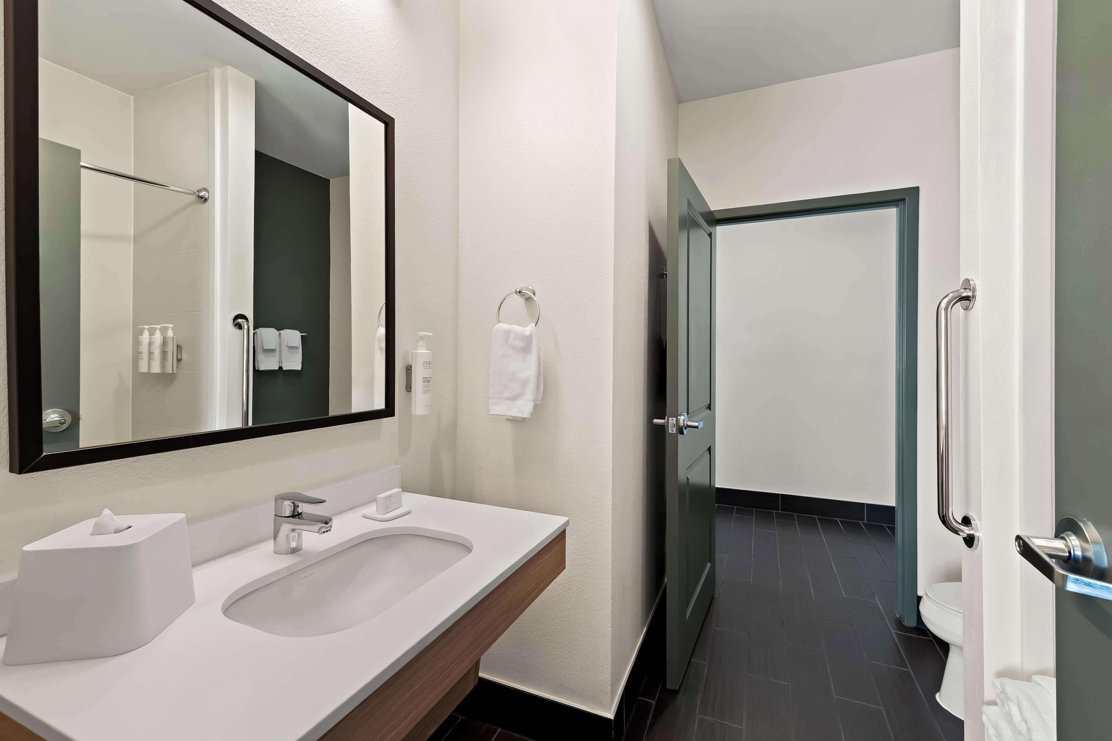 free toiletries, hair dryer, towels