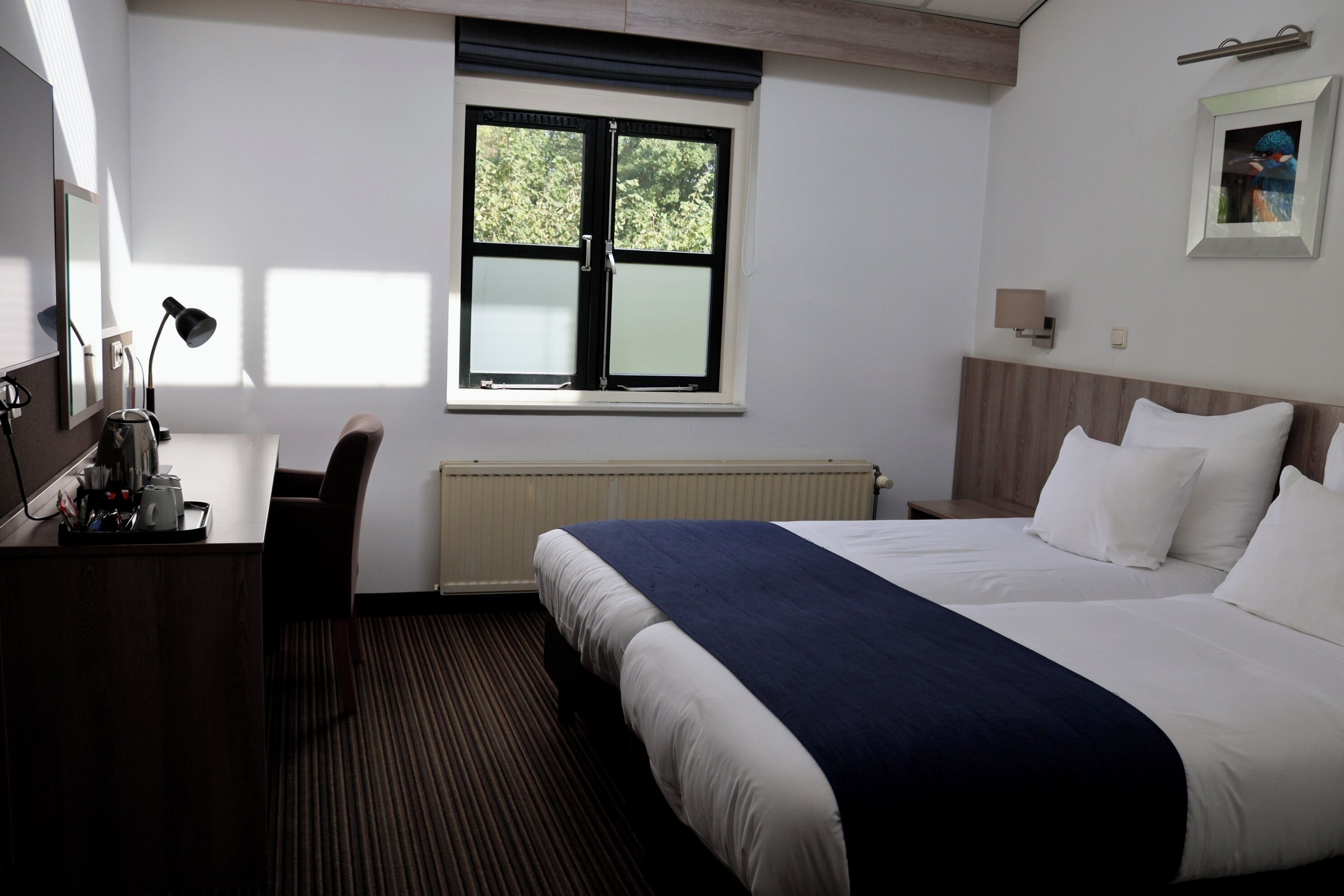 Desk, blackout curtains, iron/ironing board, free WiFi