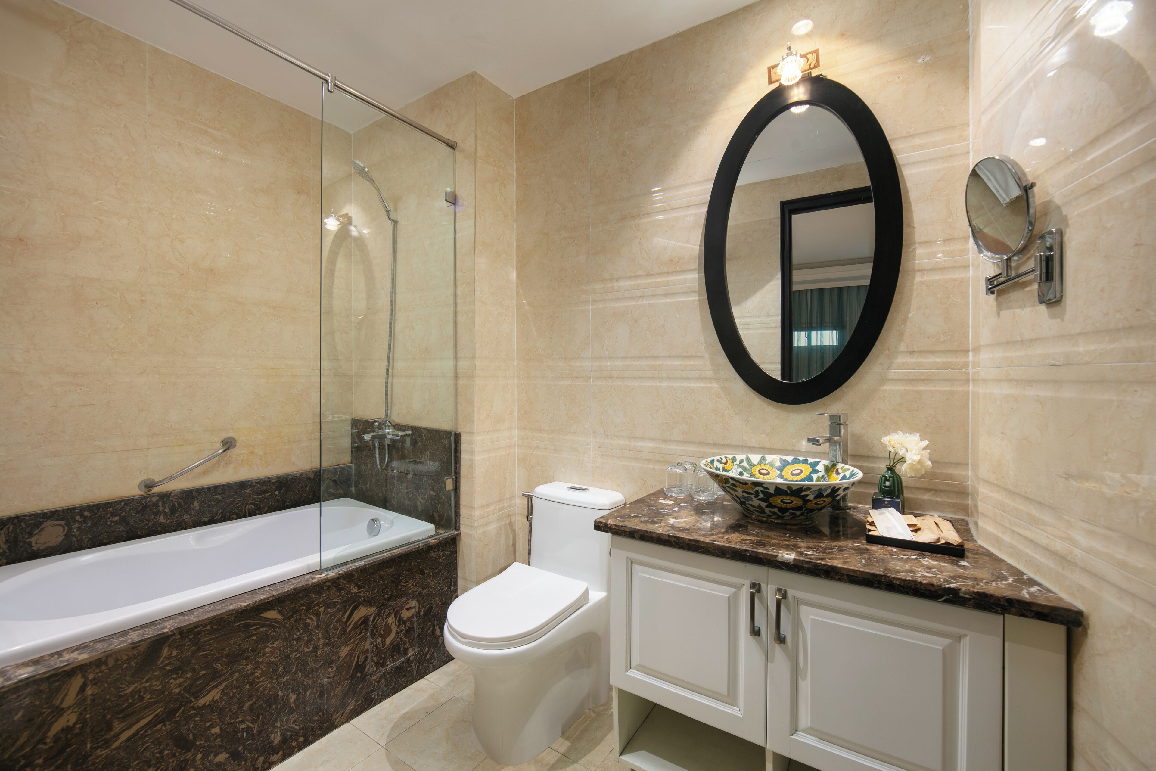 family executive room | bathroom | rainfall showerhead, free toiletries, hair dryer, slippers