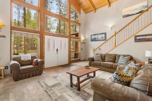 Smart TV, fireplace, DVD player, books