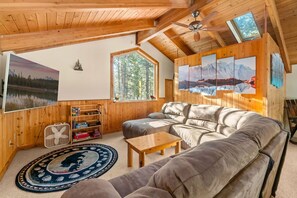 Téléviseur connecté, foyer, lecteur de DVD, livres