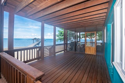 Modern Beachfront Casita with Dock and pool ON THE BEACH
