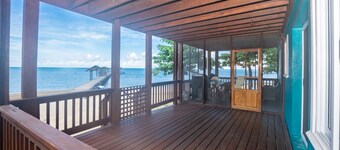 Modern Beachfront Casita with Dock and pool ON THE BEACH