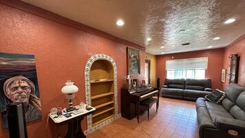 Smart TV, fireplace, video games