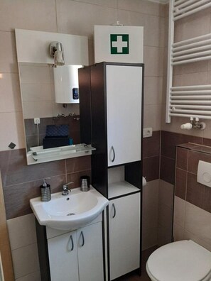 Shower, hair dryer, towels - Apartment Kupre - One Bedroom Apartment with Sauna (Slavonski Brod)