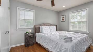 4 bedrooms, iron/ironing board, travel cot, WiFi