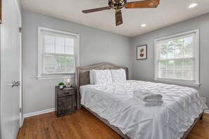 4 bedrooms, iron/ironing board, travel cot, WiFi