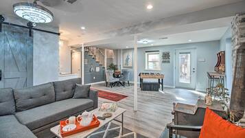 TV, fireplace, video games, DVD player