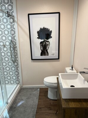 Shower, hair dryer, towels, toilet paper - Country Chic Retreat (Matador)