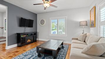 Smart TV, fireplace, video games