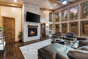 Smart TV, fireplace, video games, foosball