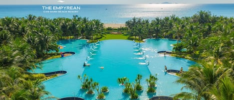 2 outdoor pools, open 6:00 AM to 8:00 PM, sun loungers