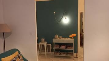 Télévision, cheminée, livres