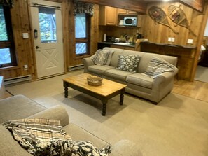 Smart TV, fireplace, music library