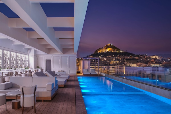 Indoor pool, seasonal outdoor pool, pool umbrellas, sun loungers