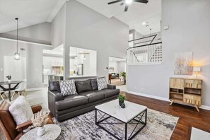 TV, fireplace, offices