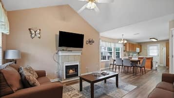 Televisión y chimenea