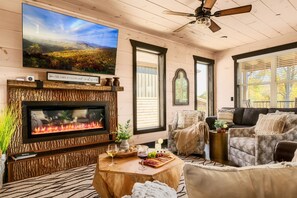 Smart TV, fireplace, video games