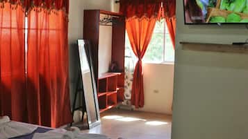 Full-size fridge, microwave, oven, toaster