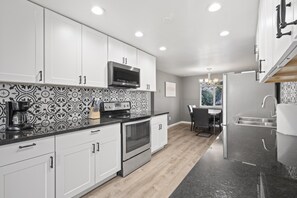 Fridge, microwave, stovetop, toaster