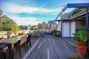 Deck with city views