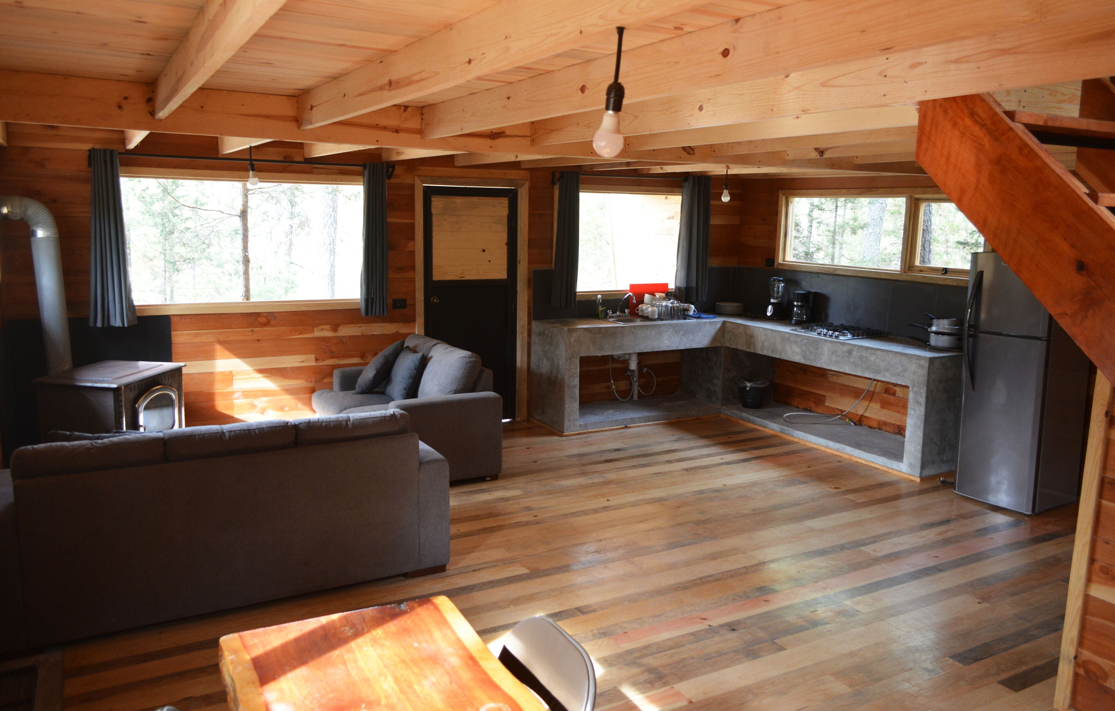 Classic Cabin (9) | Private kitchen | Full-size fridge, blender, cookware/dishes/utensils, cleaning supplies