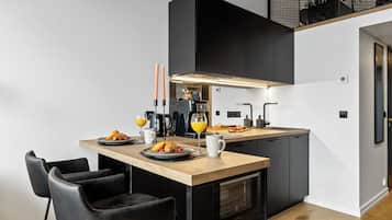 Loft (Homey Studio - Loft for 4) | Private kitchen | Full-size fridge, stovetop, dishwasher, electric kettle