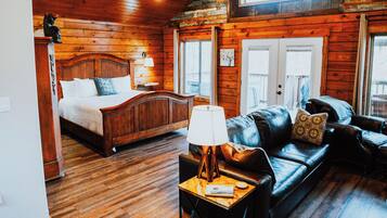 TV, fireplace, books, stereo