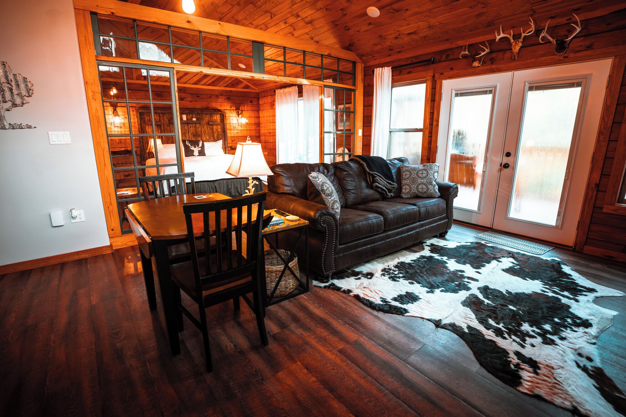 TV, fireplace, books, stereo