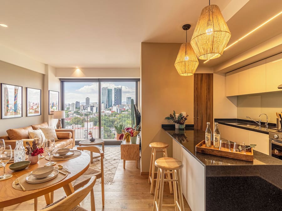 Superior Apartment | Living area | 52-inch LED TV with cable channels, TV, heated floors